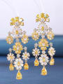 thumb Brass Cubic Zirconia Multi Color Flower Luxury Cluster Earring 2