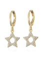 thumb Brass Cubic Zirconia Five-pointed star Vintage Huggie Earring 0