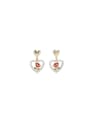 thumb Brass Imitation Pearl Enamel Heart Dainty Stud Earring 0