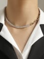 thumb Brass Cubic Zirconia Geometric chain Vintage Necklace 0