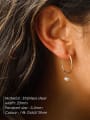 thumb Stainless steel Imitation Pearl Geometric Minimalist Huggie Earring 2