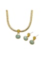 thumb Brass Natural Stone Vintage Geometric  Earring and Necklace Set 0