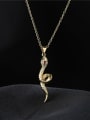 thumb Brass Rhinestone Snake Vintage Necklace 1