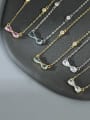 thumb Brass Cubic Zirconia Pink Bowknot Dainty Necklace 1