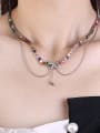 thumb Brass Cubic Zirconia Bowknot Hip Hop Necklace 1