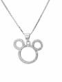 thumb Brass Cubic Zirconia Minimalist Mouse  Earring and Necklace Set 3