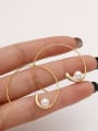 thumb Brass Imitation Pearl Line Geometric Minimalist Hoop Trend Korean Fashion Earring 0