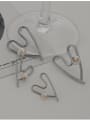 thumb Brass Imitation Pearl Hollow Heart Vintage Stud Earring 2