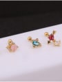 thumb Copper with Cubic Zirconia Multi Color Round Dainty Stud Earring 2