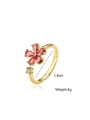 thumb Brass Cubic Zirconia Flower Classic Band Ring 4