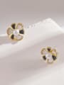 thumb Brass Imitation Pearl Enamel Flower Minimalist Stud Earring 1