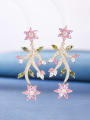 thumb Brass Cubic Zirconia Multi Color Flower Luxury Cluster Earring 1