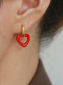 thumb Brass Enamel Heart Minimalist Drop Earring 1