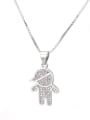 thumb Brass Cubic Zirconia boy and girl Cute Necklace 3