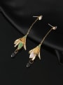 thumb Brass Cubic Zirconia Flower Tassel Luxury Cluster Earring 3