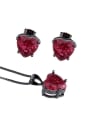thumb Brass  Cubic Zirconia Heart  Earring and Necklace Set 0