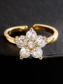 thumb Brass Cubic Zirconia Flower Vintage Band Ring 2