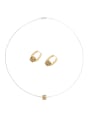 thumb Brass Cubic Zirconia Minimalist Geometric Earring and Necklace Set 3