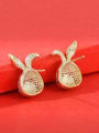 thumb Brass Cubic Zirconia Enamel Rabbit Cute Stud Earring 1