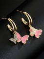 thumb Brass Cubic Zirconia Enamel Butterfly Dainty Huggie Earring 2
