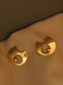 thumb Brass  Hollow Round Vintage Stud Earring 0