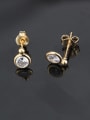 thumb Brass Cubic Zirconia Round Minimalist Stud Earring 2