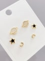 thumb Brass Cubic Zirconia Star Minimalist Stud Earring Set 2