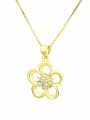 thumb Brass Cubic Zirconia Dainty Flower  Earring and Necklace Set 2