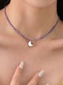 thumb Brass Enamel Geometric Minimalist Bead Chain Necklace 1