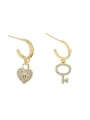 thumb Brass Cubic Zirconia Key Dainty Stud Trend Korean Fashion Earring 0