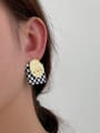 thumb Alloy Resin Geometric checkerboard Vintage Stud Earring 1