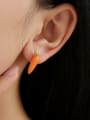 thumb Brass Enamel Friut Cute  Orange Carrot Stud Earring 2