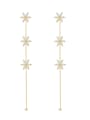 thumb Brass Cubic Zirconia Tassel Dainty Threader Trend Korean Fashion Earring 0