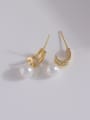 thumb Brass Imitation Pearl Geometric Minimalist Stud Earring 3