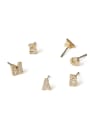 thumb Brass Cubic Zirconia Letter Minimalist Stud Earring 0