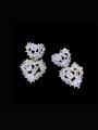 thumb Brass Cubic Zirconia Double  Heart Luxury Drop Earring 1