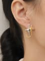 thumb Brass Cubic Zirconia Star Trend Threader Earring 2