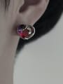 thumb Brass Cubic Zirconia Heart Vintage Stud Earring 1