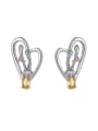 thumb Brass Cubic Zirconia Heart Minimalist Stud Earring 0