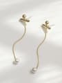 thumb Brass Imitation Pearl Tassel Minimalist Drop Trend Korean Fashion Earring 3