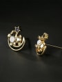thumb Brass Cubic Zirconia Irregular Vintage Stud Earring 1