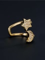 thumb Brass Cubic Zirconia Star Moon Vintage Single Ear clip(Single Only One) 2