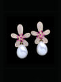 thumb Zinc Alloy Cubic Zirconia Flower Vintage Cluster Earring 0