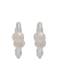 thumb Brass Freshwater Pearl Geometric Minimalist Stud Earring 2