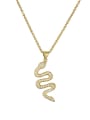 thumb Brass Rhinestone Snake Vintage Necklace 0