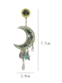 thumb Brass Cubic Zirconia Moon Tassel Vintage Cluster Earring 3
