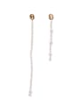 thumb Brass Freshwater Pearl Irregular Minimalist Long asymmetrical  Threader Earring 4