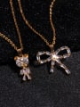 thumb Copper  Cubic Zirconia Butterfly Trend Bear Flower Pendant Necklace 2