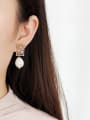thumb Copper Freshwater Pearl Hollow Geometric Ethnic Drop Trend Korean Fashion Earring 1