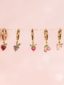 thumb Brass Cubic Zirconia Multi Color Friut Cute Huggie Earring 3